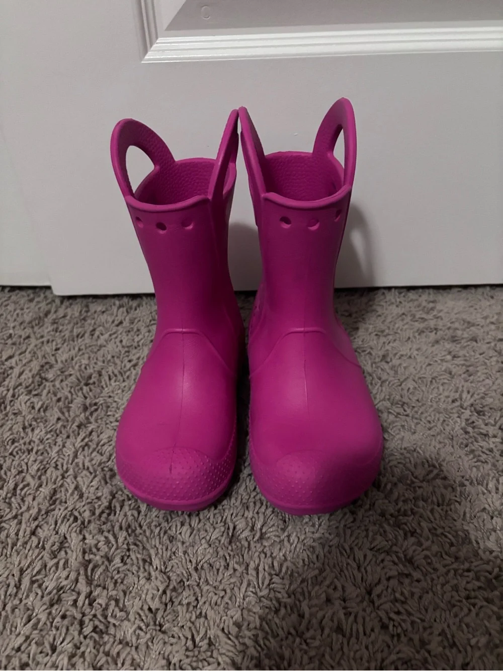 CROCS Kids' Magenta Tall Rain Boots with Handles
